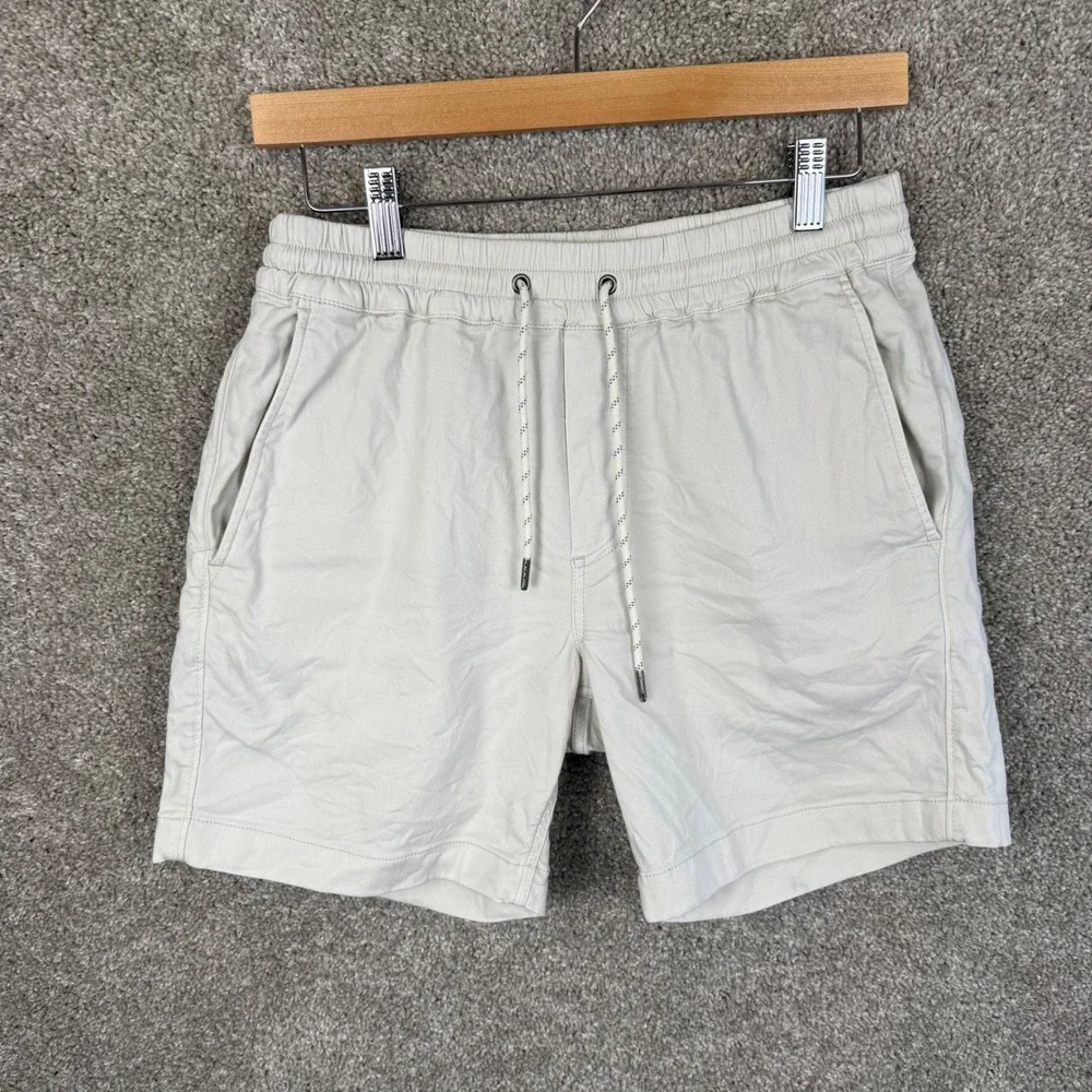 Faherty Mens XS All Day Shorts Cream Organic Cotton Linen Blend Drawstring